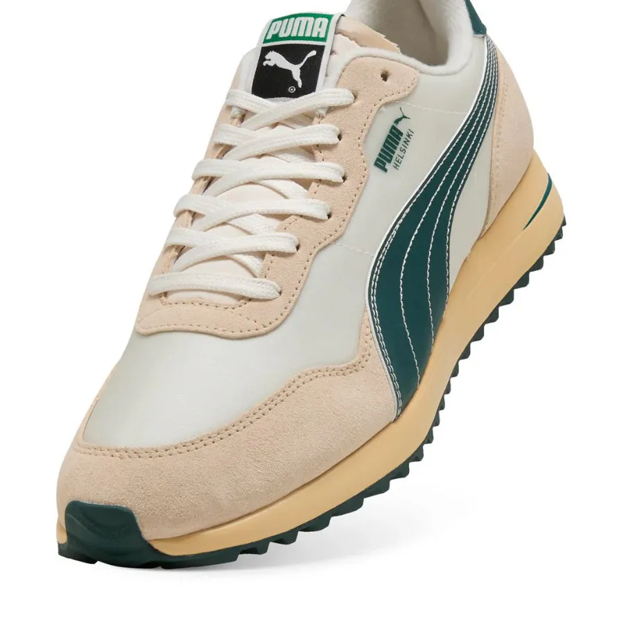Puma Helsinki G Spikeless Golf Shoes - Frosted Ivory/Green Terrain/Light Straw Footwear for the Fearless