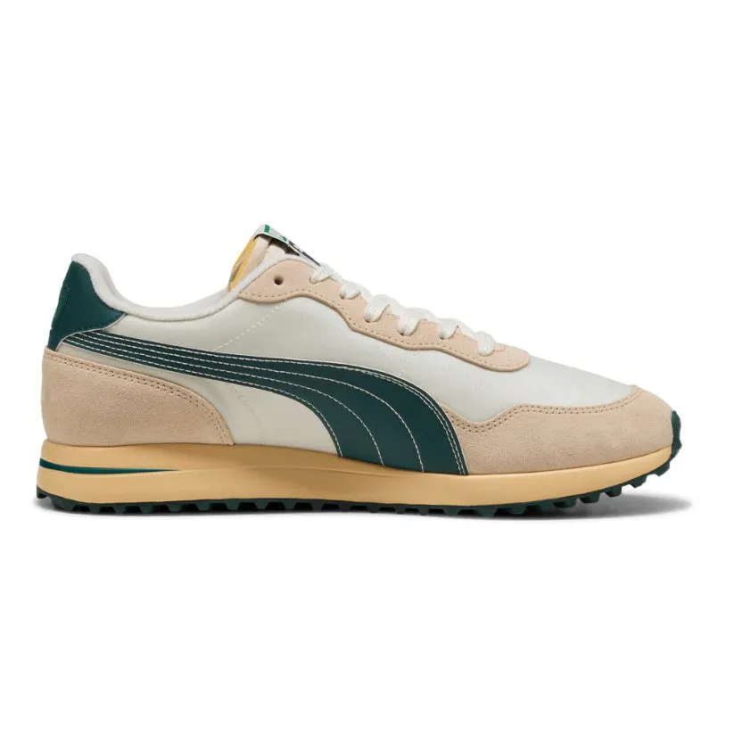 Fearlessly You Break Boundaries Puma Helsinki G Spikeless Golf Shoes - Frosted Ivory/Green Terrain/Light Straw