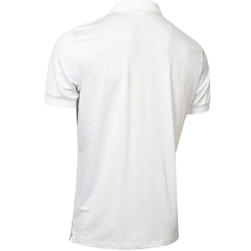 Autumn Sale Calvin Klein Fracture Print Polo Shirt - White/Pale Silver