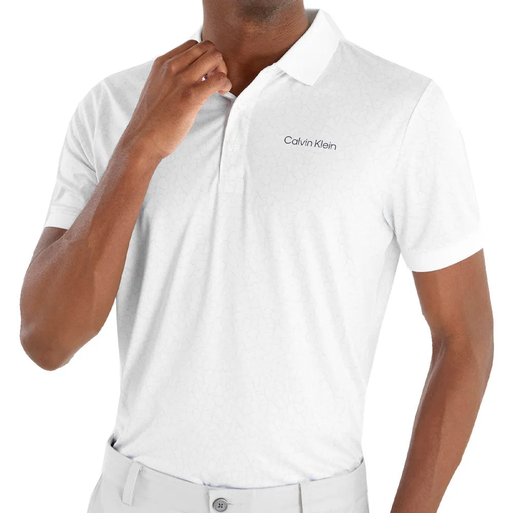Calvin Klein Fracture Print Polo Shirt - White/Pale Silver President's Day Sale Hit Your Next Level
