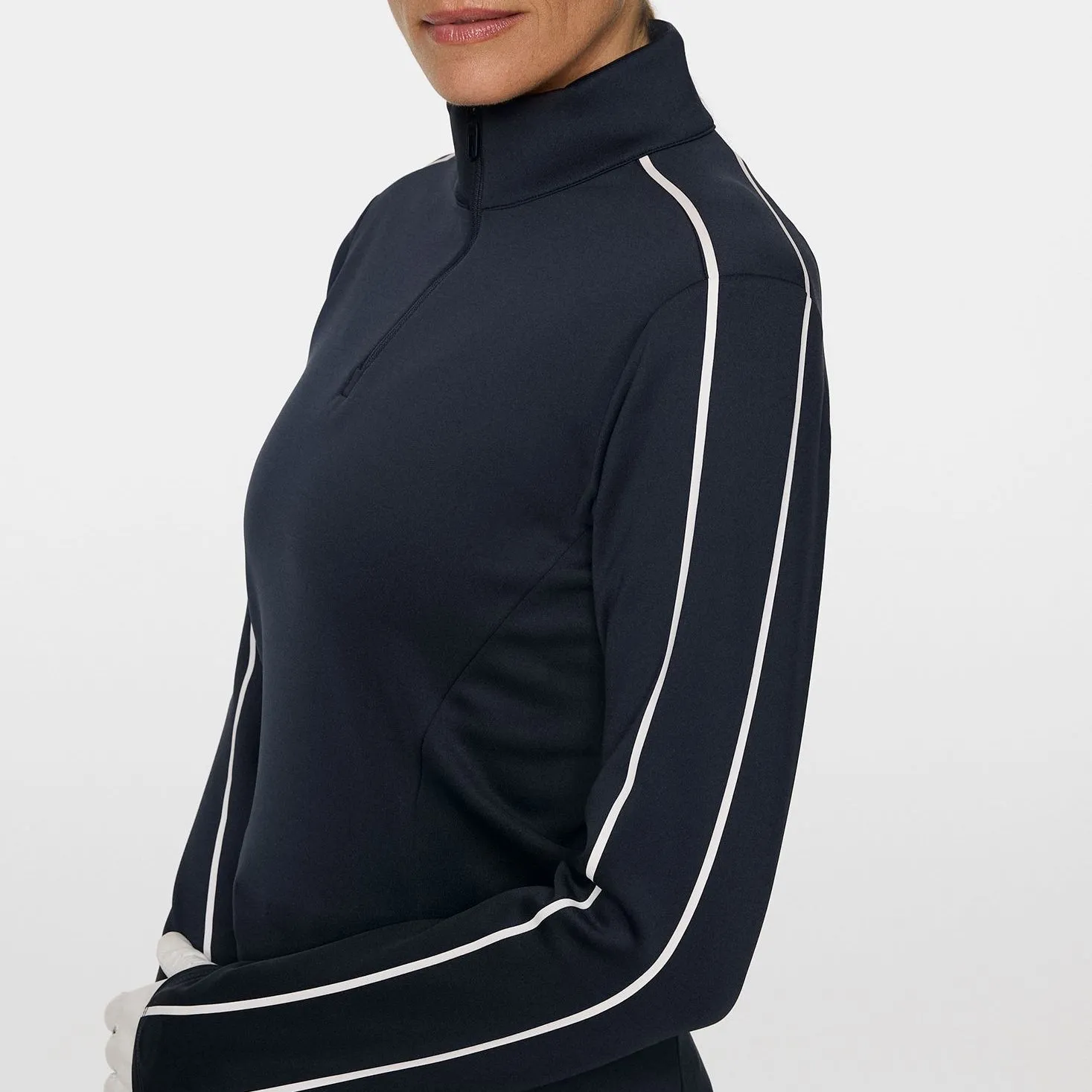Move Beyond Ordinary Mother's Day Sale J.Lindeberg Women'S Nefe Quarter Zip Golf Mid Layer - Jl Navy