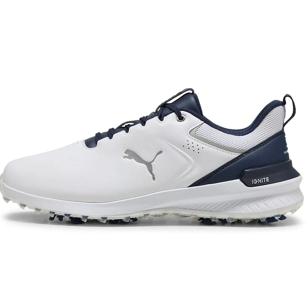 Style Meets Power Puma Ignite Innovate Leather Spiked Waterproof Shoes - White/Deep Navy