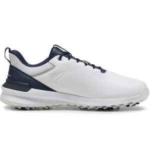 Style Meets Power Step Out Boldly Puma Ignite Innovate Leather Spiked Waterproof Shoes - White/Deep Navy