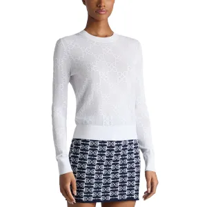 G/Fore Women'S Pointelle G Crewneck Golf Sweater - Snow Never Just Walk Affordable