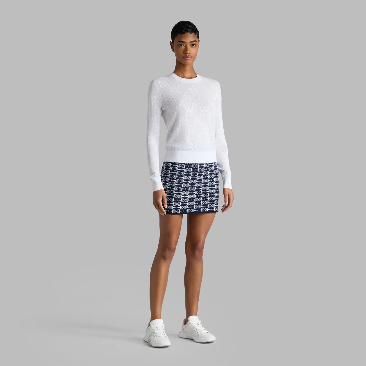 Economical Born to Stand Out G/Fore Women'S Pointelle G Crewneck Golf Sweater - Snow