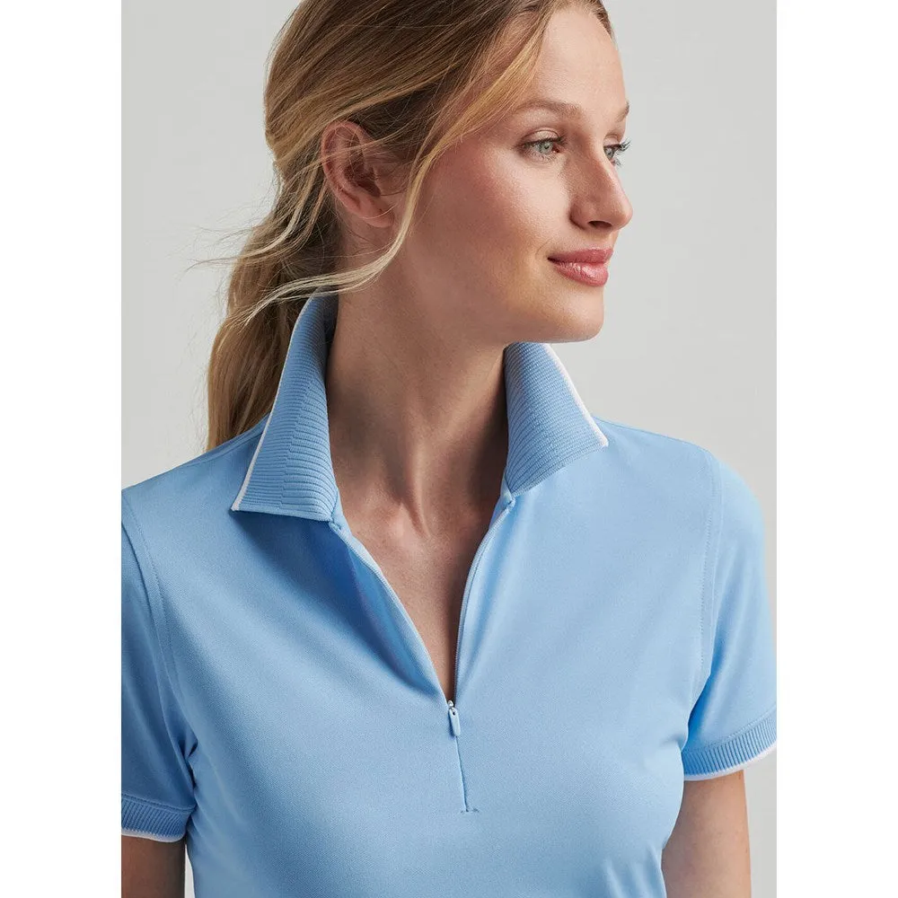 Peter Millar Women'S Whitworth Sport Mesh Golf Shirt - Cottage Blue/White Biggest Sale of the Year All Eyes on You