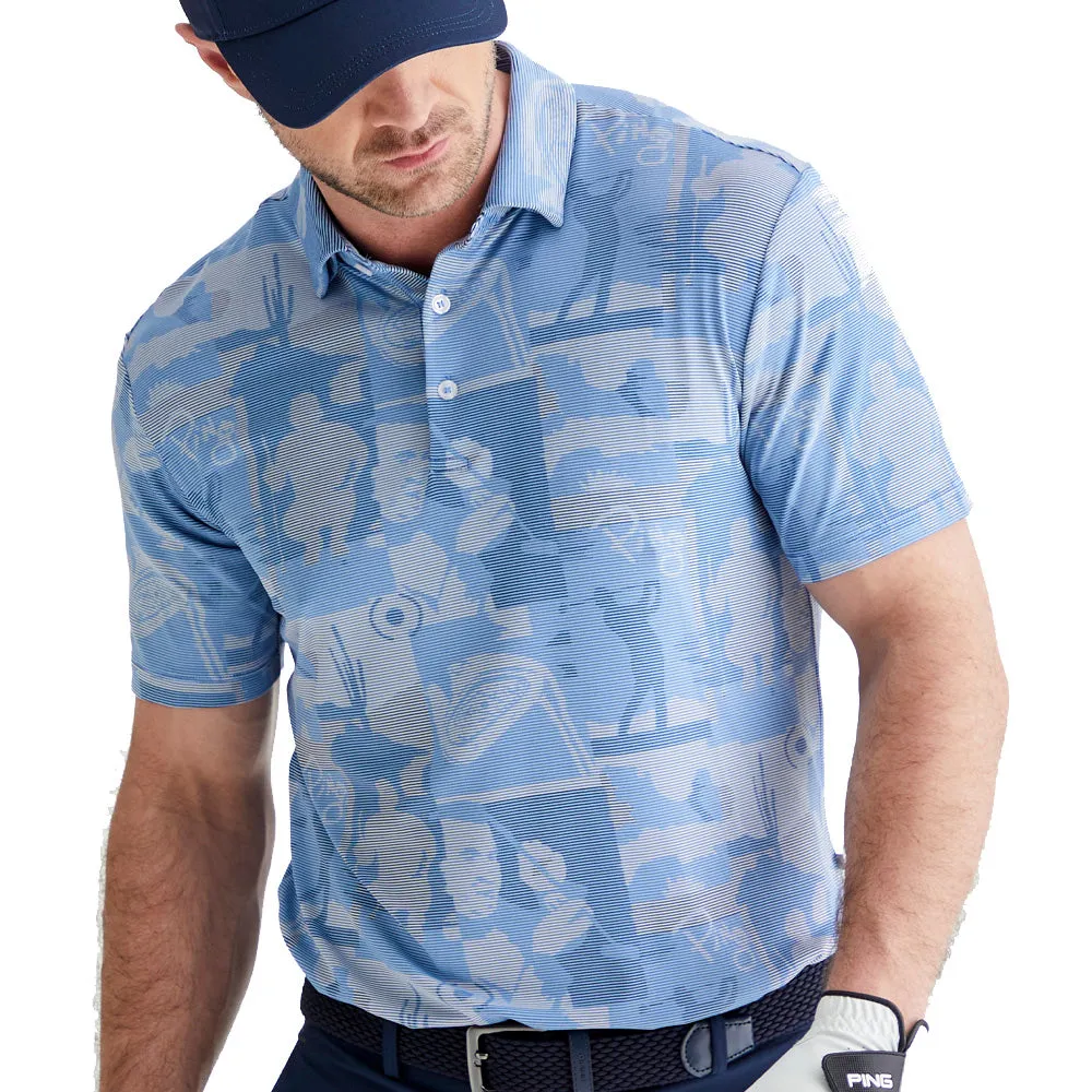 Never Just Walk Ping Legacy Polo Shirt - Cornflower Blue Multi