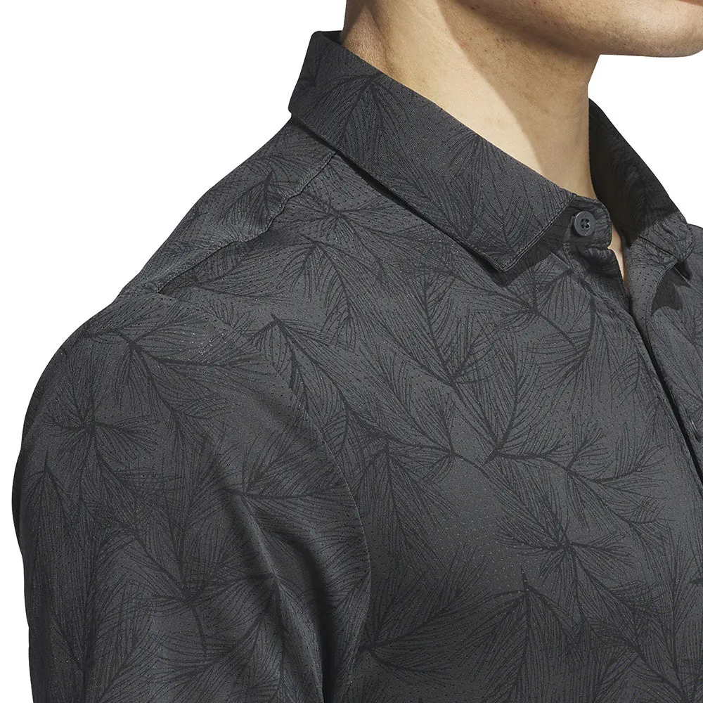 Step Into Strength Adidas Ultimate365 Mesh Print Polo Shirt - Carbon/Black
