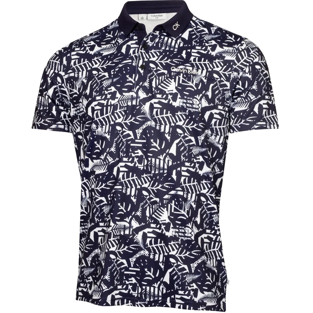 Back To School Sale Never Just Walk Calvin Klein Abstract Print Polo Shirt - White/Evening Blue