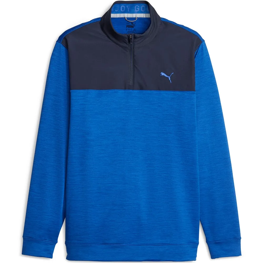 Puma Cloudspun Colour Block 1/4 Zip Pullover - Navy Blazer/Future Blue Heather Command Attention Labor Day Sale