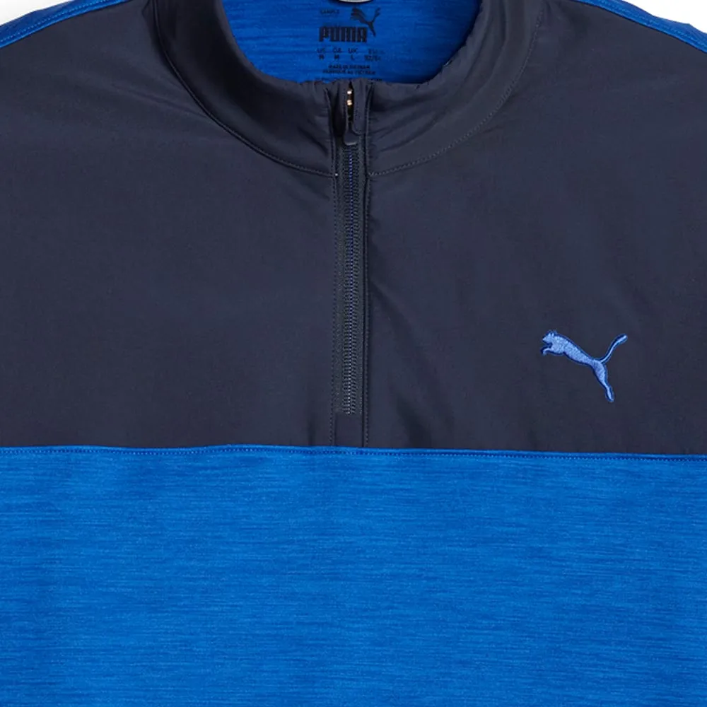 Puma Cloudspun Colour Block 1/4 Zip Pullover - Navy Blazer/Future Blue Heather Stay in Motion