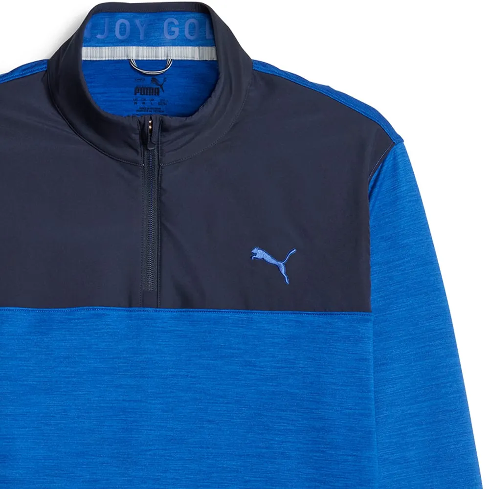 Puma Cloudspun Colour Block 1/4 Zip Pullover - Navy Blazer/Future Blue Heather Feel the Energy