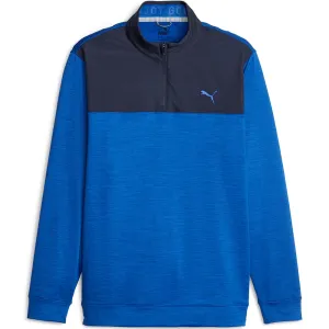 Puma Cloudspun Colour Block 1/4 Zip Pullover - Navy Blazer/Future Blue Heather Command Attention Labor Day Sale
