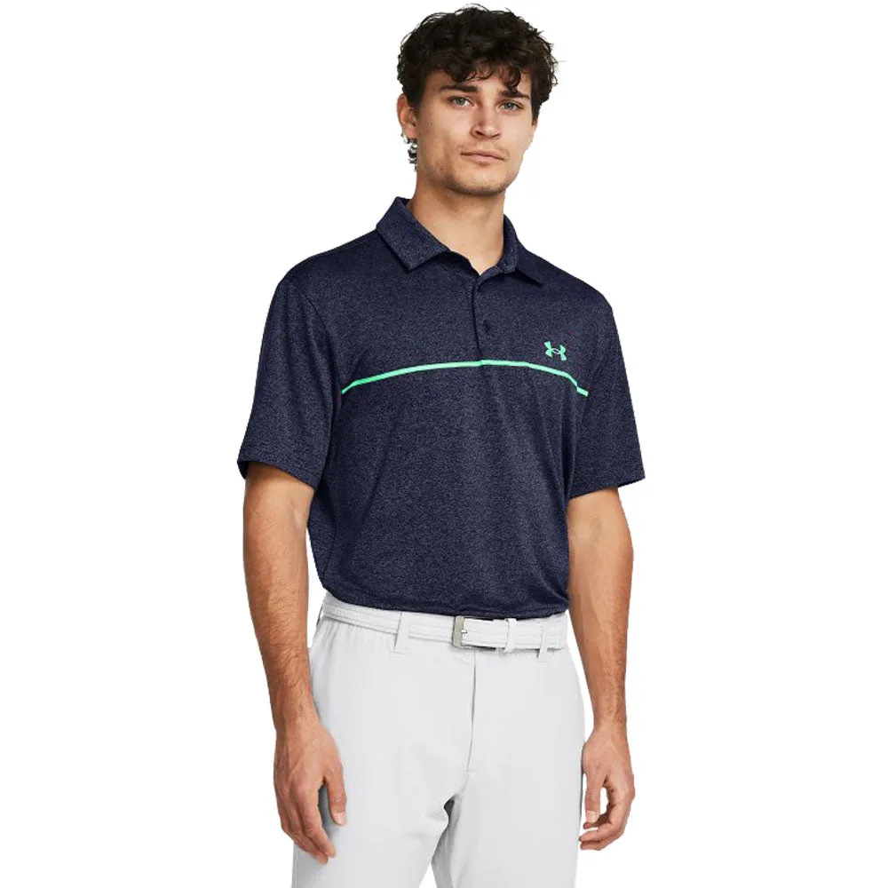 Under Armour Playoff 3.0 Stripe Polo Shirt - Midnight Navy/Vapor Green Walk Tall Walk Loud