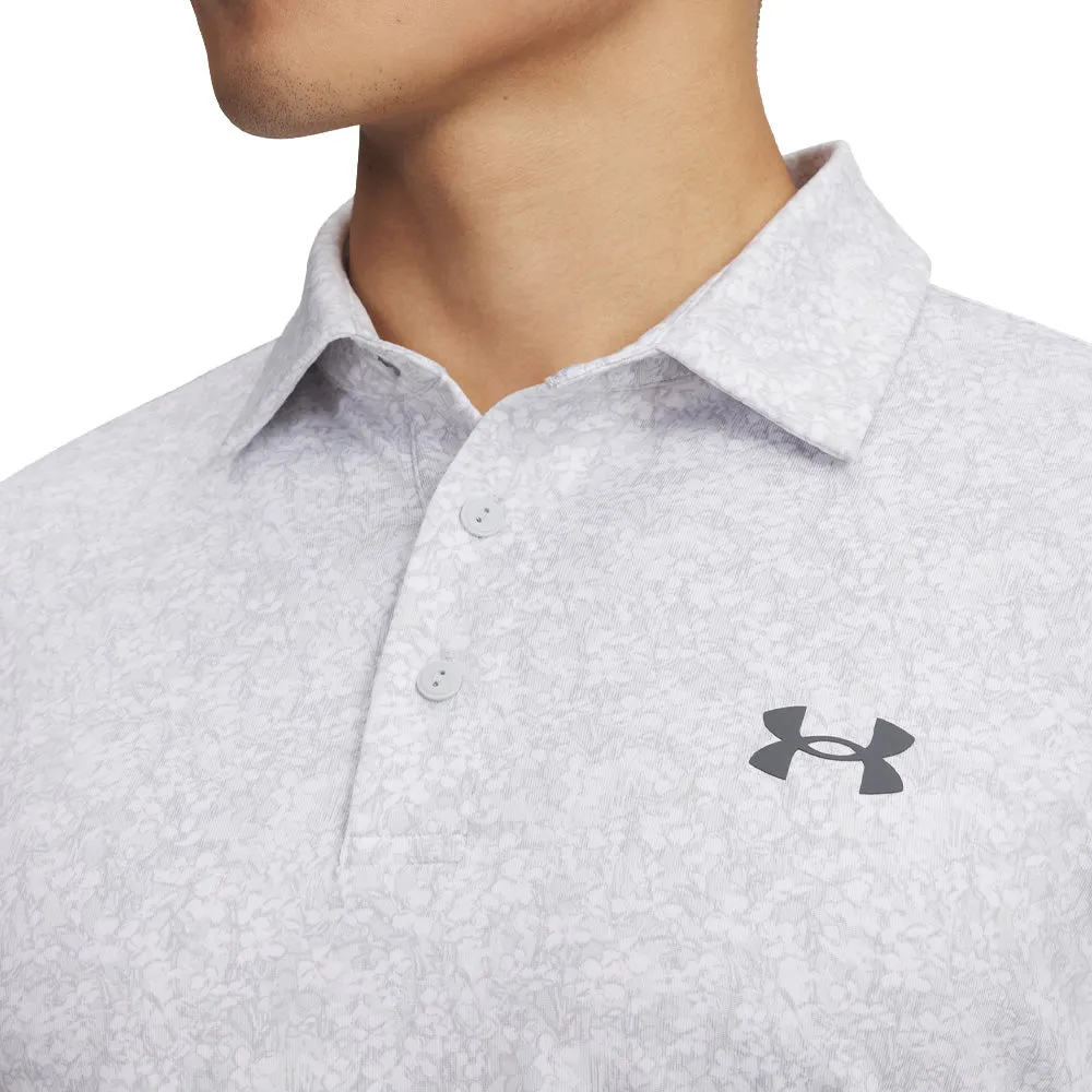 Thanksgiving Day Sale Engineered for Speed Under Armour Playoff 3.0 Printed Polo Shirt - White/Halo Gray/Castlerock