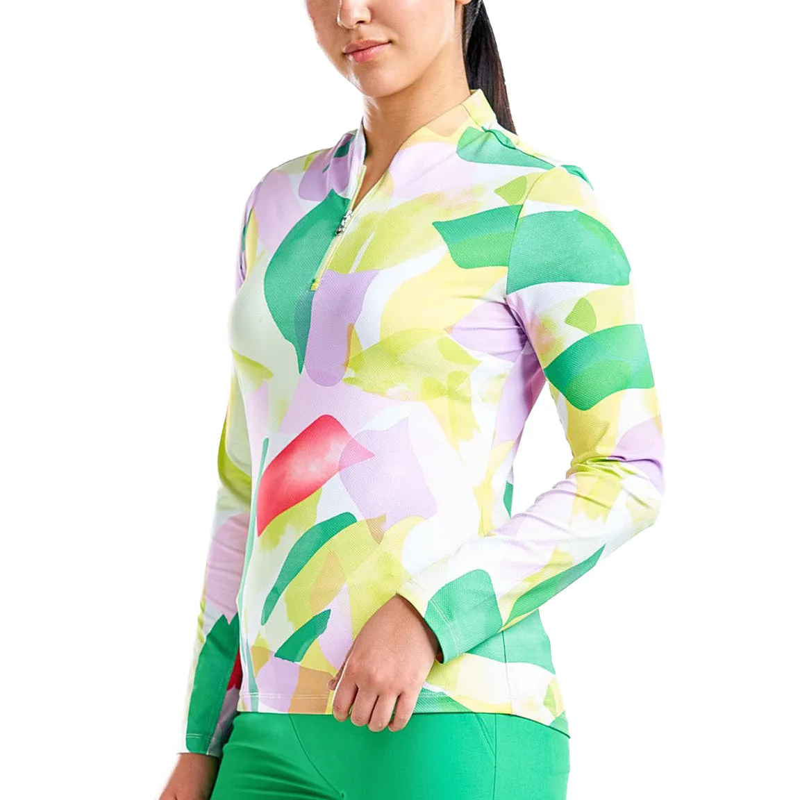 Nivo Women'S Lolita Uv Long Sleeve Mock Neck Golf Shirt - Classic Green Step Out Boldly