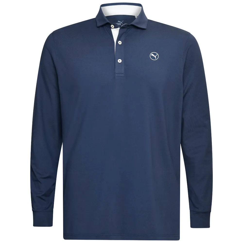 Puma Cloudspun Longsleeve Midweight Polo Shirt - Deep Navy/Ash Gray Performance Unleashed