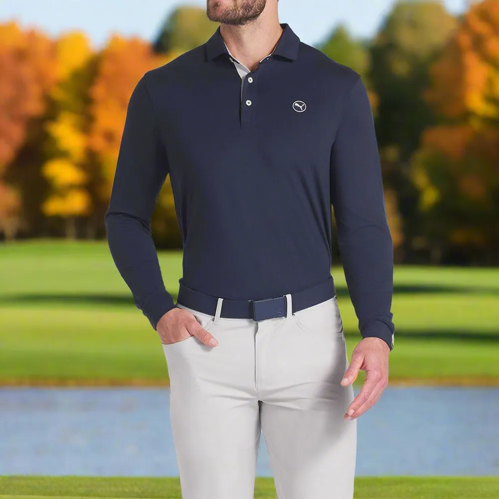 Puma Cloudspun Longsleeve Midweight Polo Shirt - Deep Navy/Ash Gray Black Friday Deal