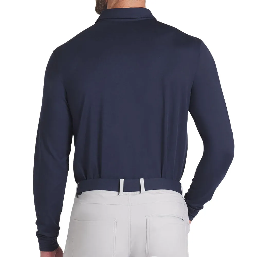 Puma Cloudspun Longsleeve Midweight Polo Shirt - Deep Navy/Ash Gray Valentine's Day Sale