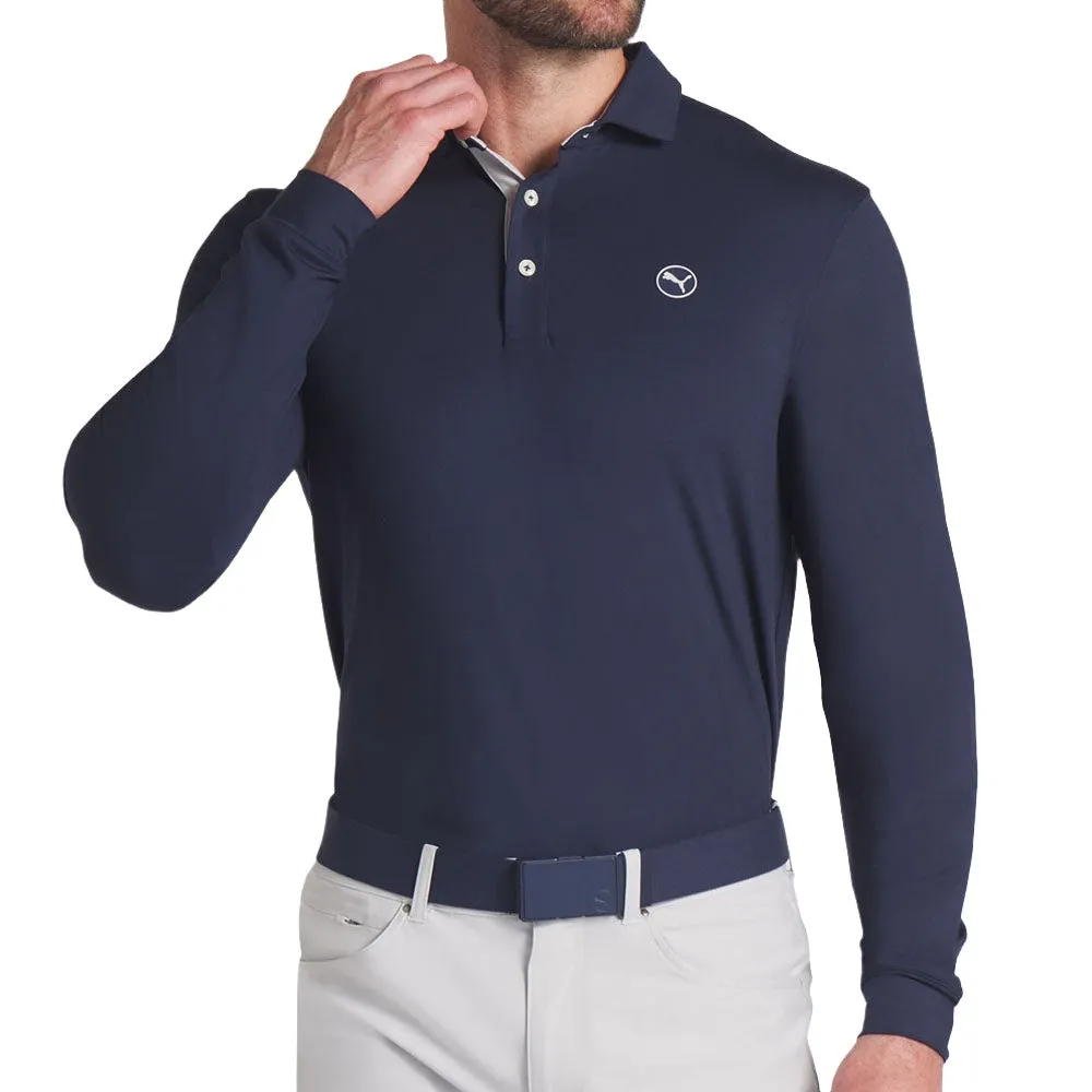 Puma Cloudspun Longsleeve Midweight Polo Shirt - Deep Navy/Ash Gray Independence Day Sale