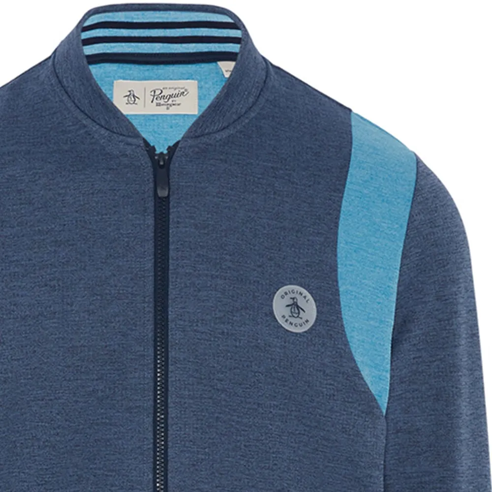 Exclusive Deal Define Your Own Way Original Penguin Full Zip 80'S Bomber Colour Block Jacket - Black Iris/Bijou Heather