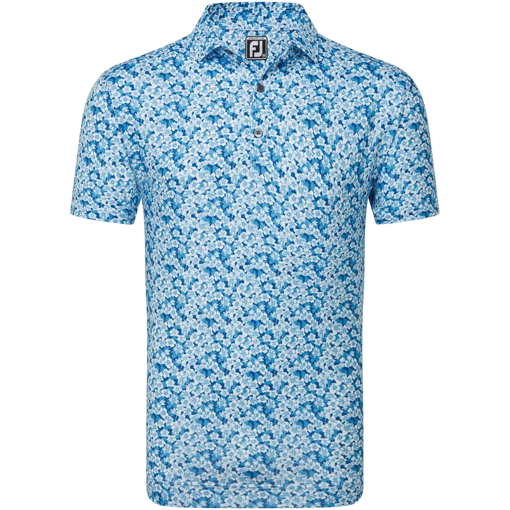 Footjoy Primrose Print Lisle Polo Shirt - Ocean Step Into Strength Own Every Step