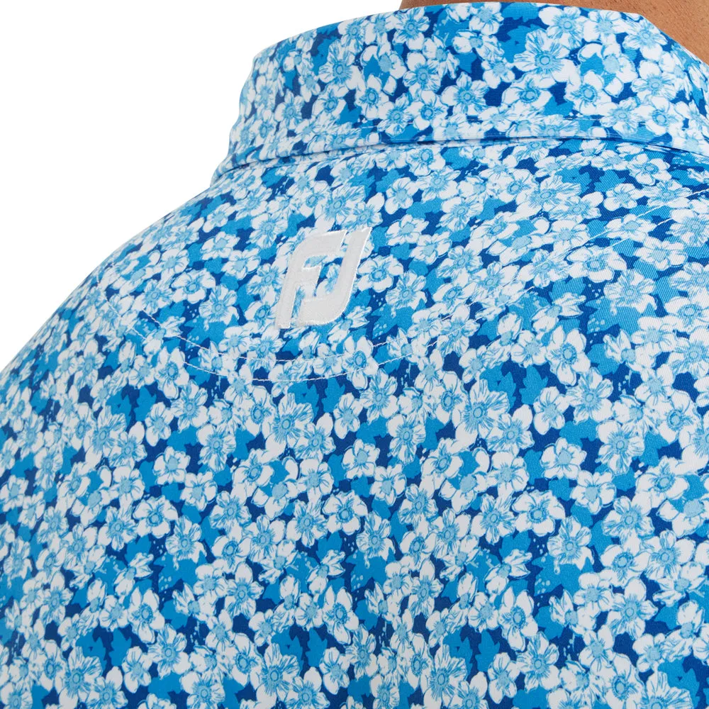 Footjoy Primrose Print Lisle Polo Shirt - Ocean Clearance Sale