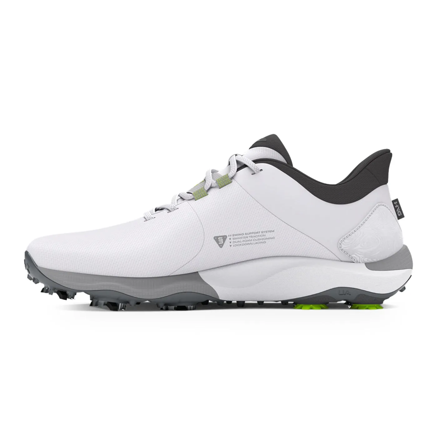 Lead with Style Special Offer Under Armour Drive Pro Wide Golf Shoes - White/Metallic Gun Metal