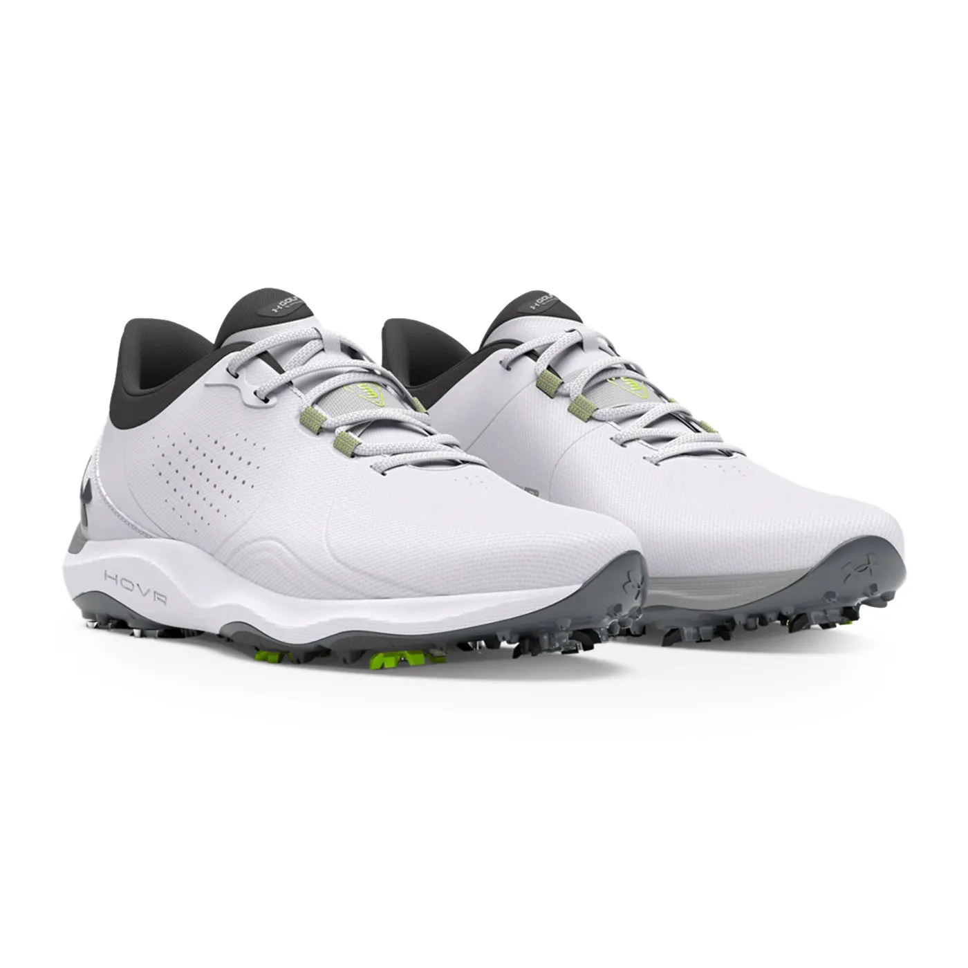 Under Armour Drive Pro Wide Golf Shoes - White/Metallic Gun Metal New Year's Eve Sale