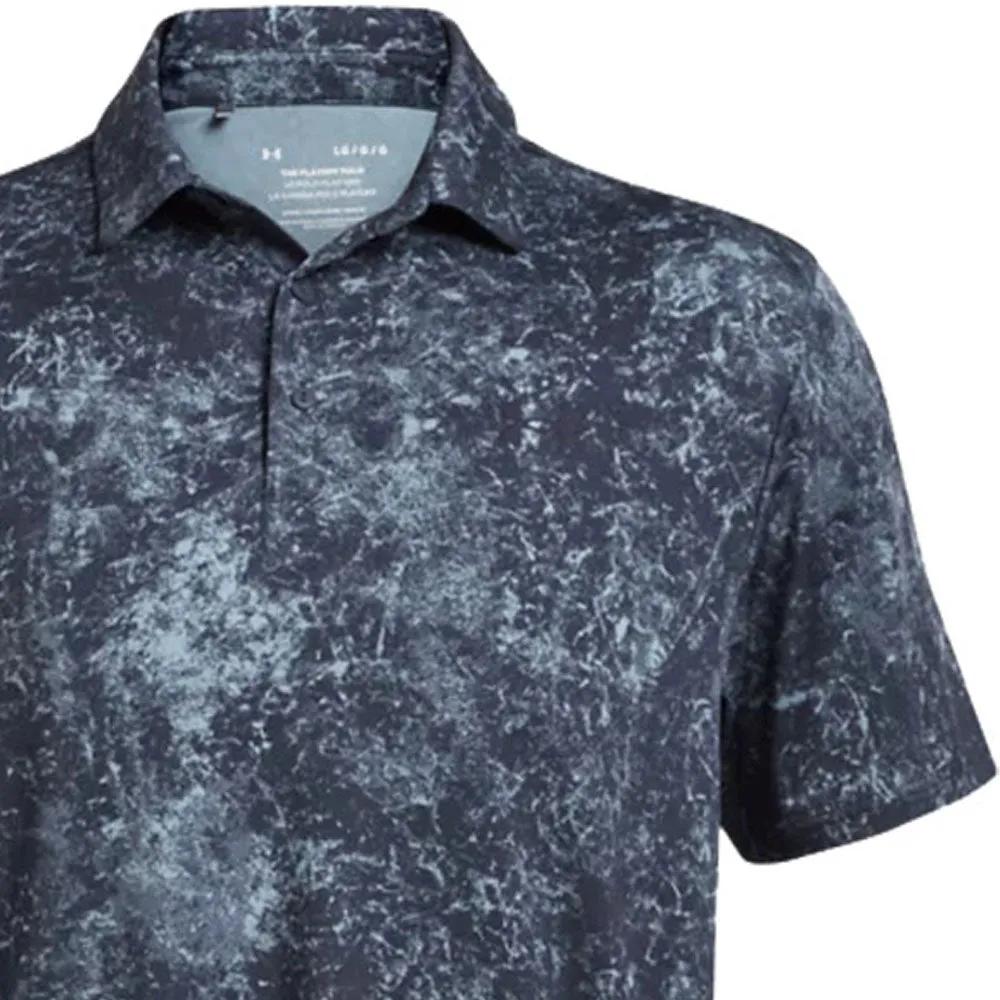 Under Armour Playoff 3.0 Printed Polo Shirt - Downpour Gray/Midnight Navy Move Like You Mean It The Fast Lane Choice