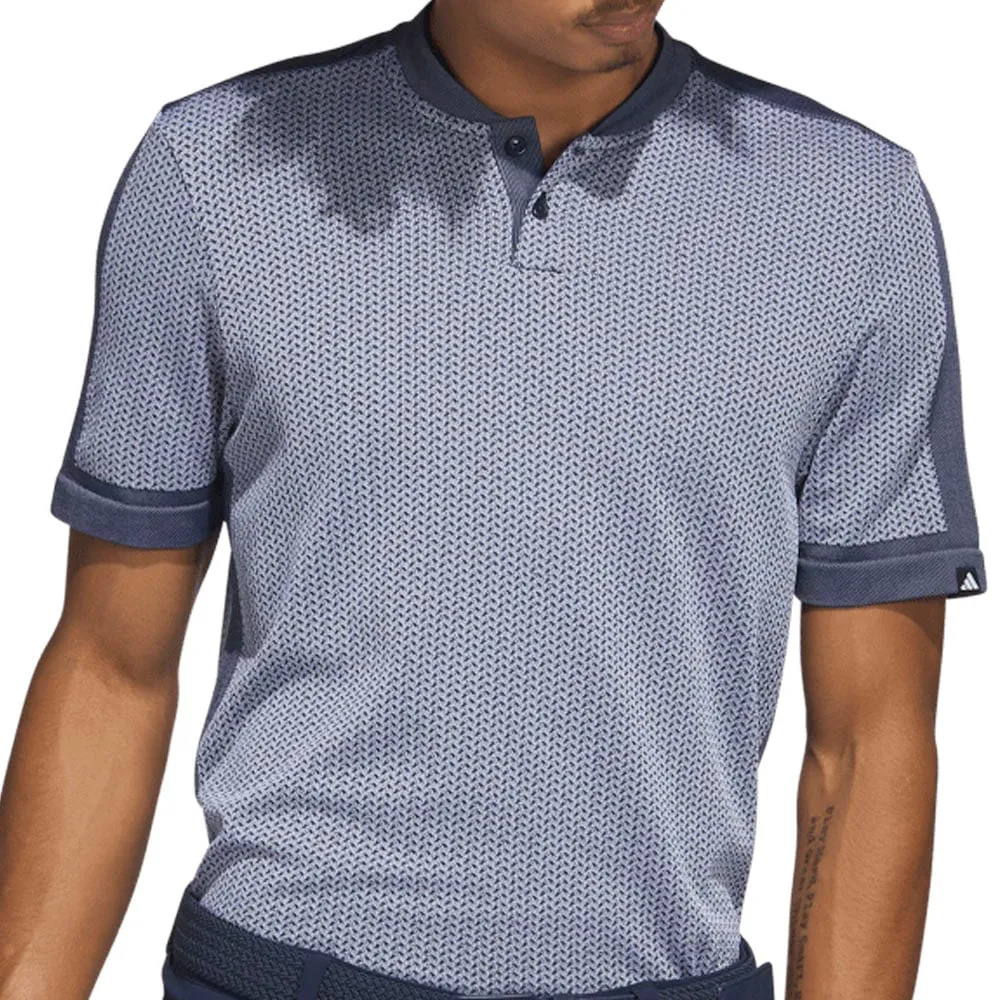 Adidas Tour Textured Primeknit Polo Shirt - White/Collegiate Navy Keep Going Strong