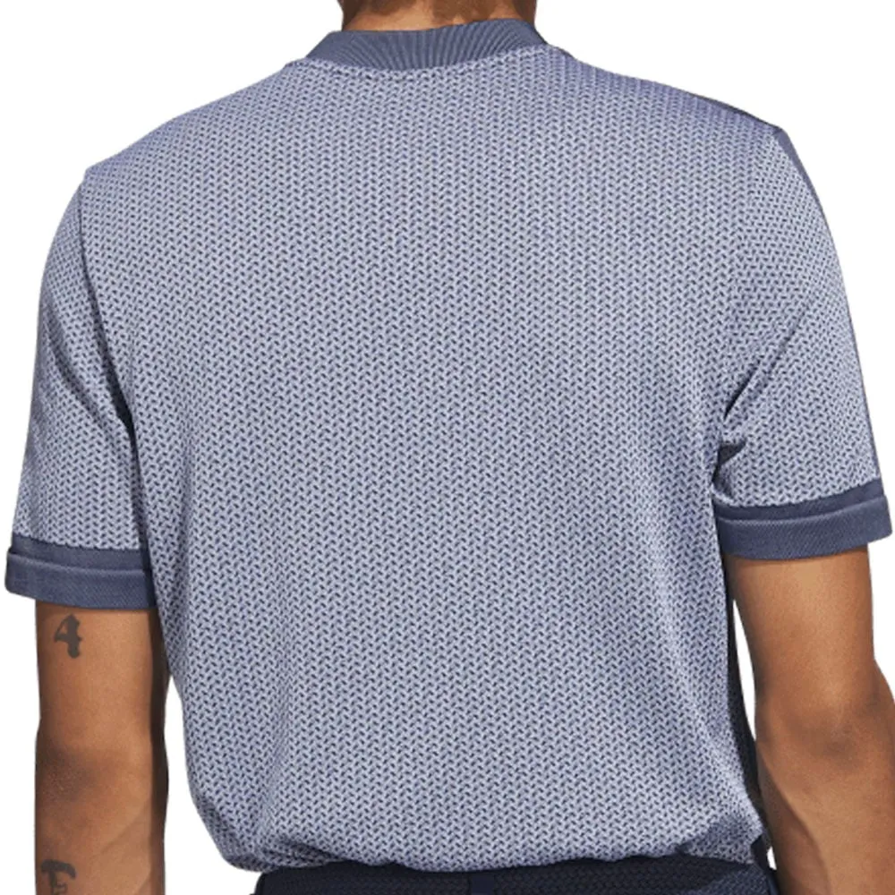 Adidas Tour Textured Primeknit Polo Shirt - White/Collegiate Navy Bring the Heat Walk Tall