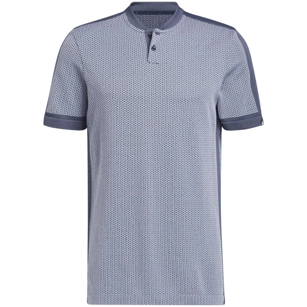 Style Meets Power Adidas Tour Textured Primeknit Polo Shirt - White/Collegiate Navy