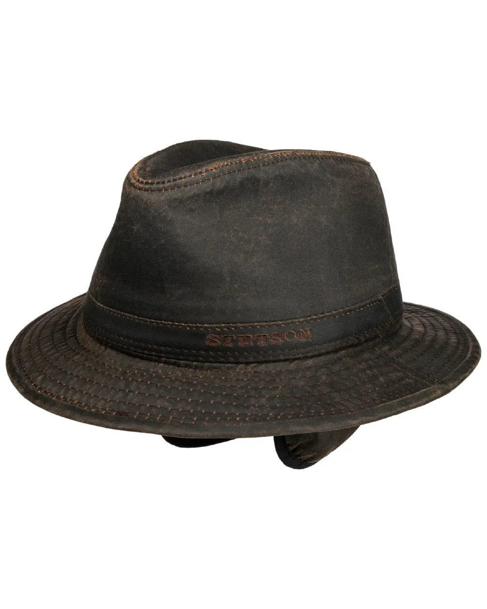 Stetson Cloth Ear Flaps Traveller Hat Wide Brim Farming Hats