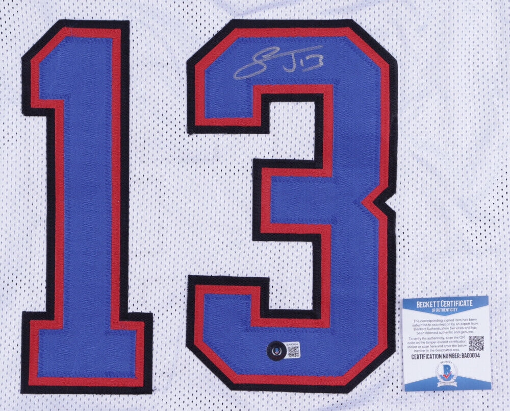 Stevie Johnson Signed Bills White Home Jersey (Beckett COA) Buffalo WR 2008?C2016
