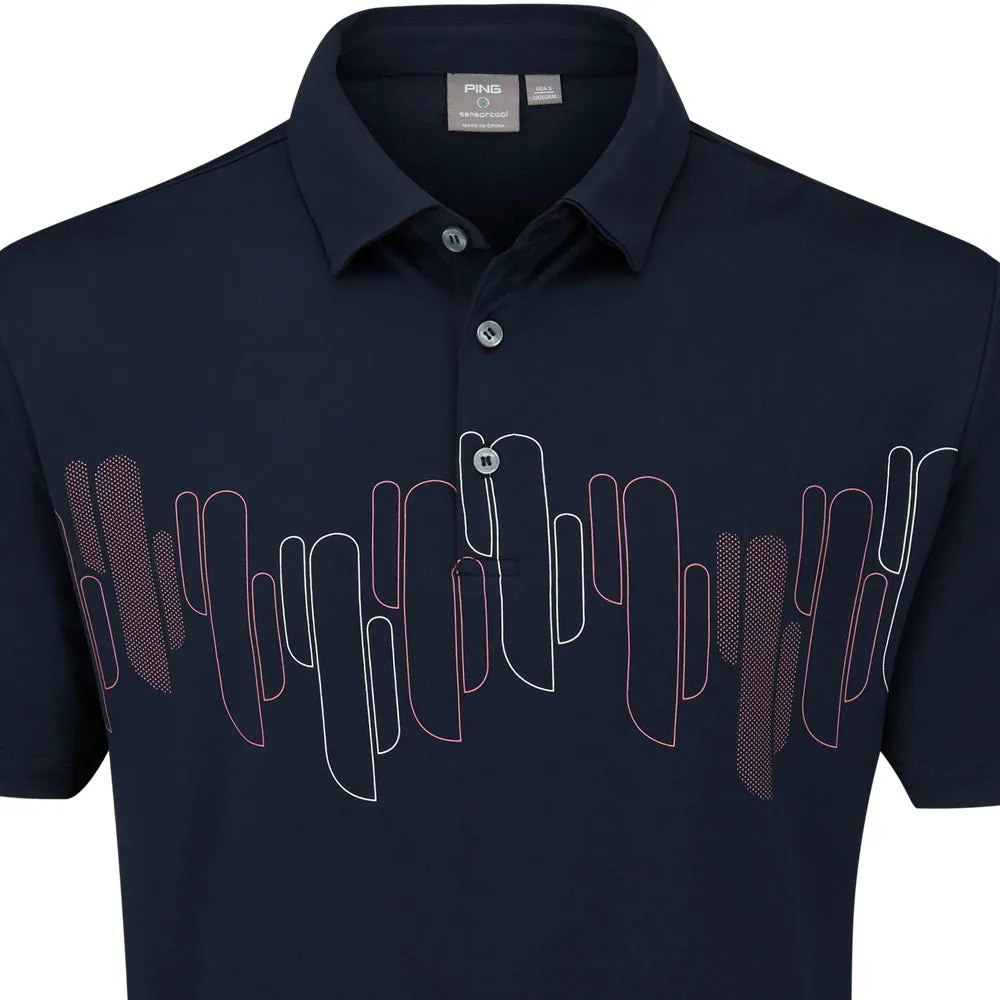 Clearance Sale The Fast Lane Choice Ping Arizona Cactus Print Polo Shirt - Navy