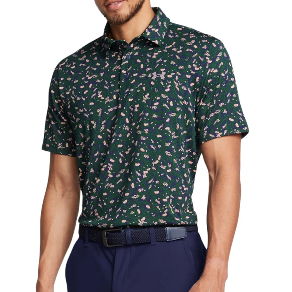 Unapologetically You Under Armour Playoff 3.0 Printed Polo Shirt - Midnight Navy/Forest Green