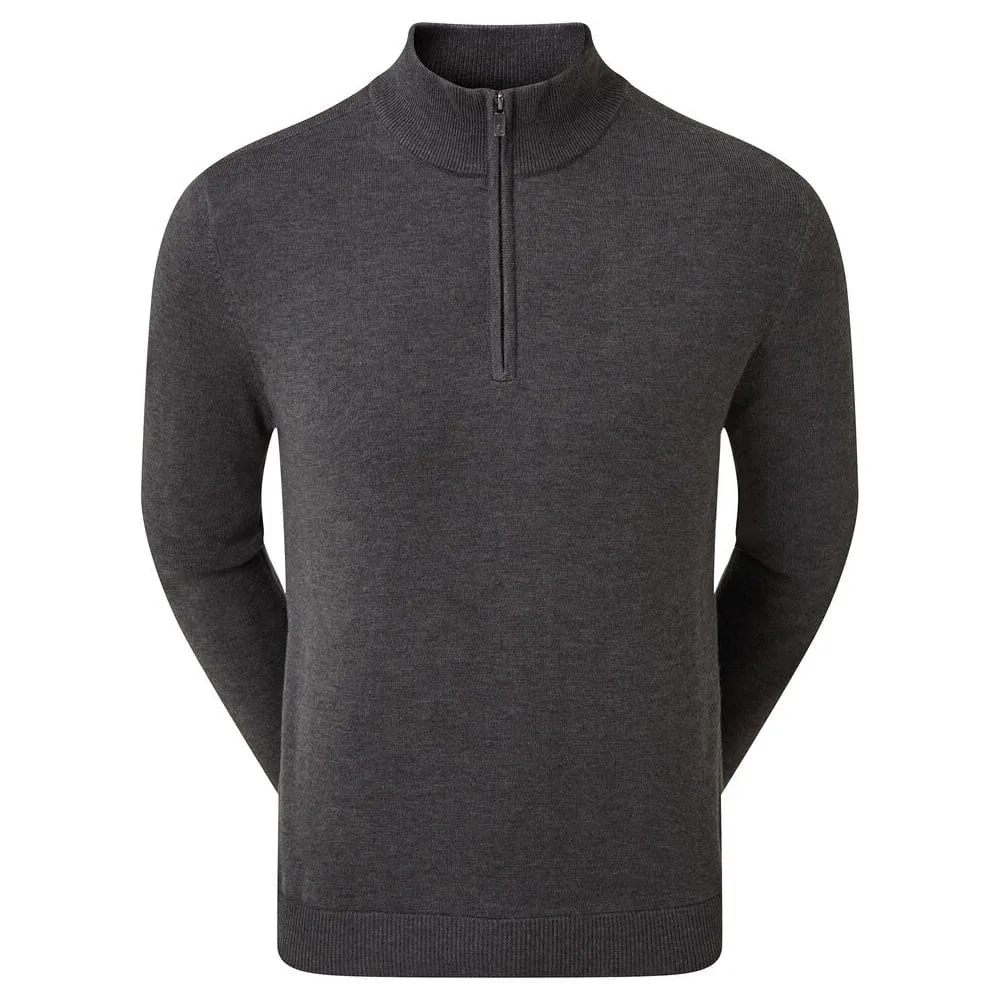 Footjoy Wool Blend 1/2 Zip Lined Pullover - Heather Charcoal Walk with Purpose