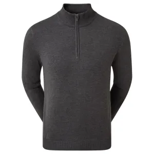 Footjoy Wool Blend 1/2 Zip Lined Pullover - Heather Charcoal Walk with Purpose