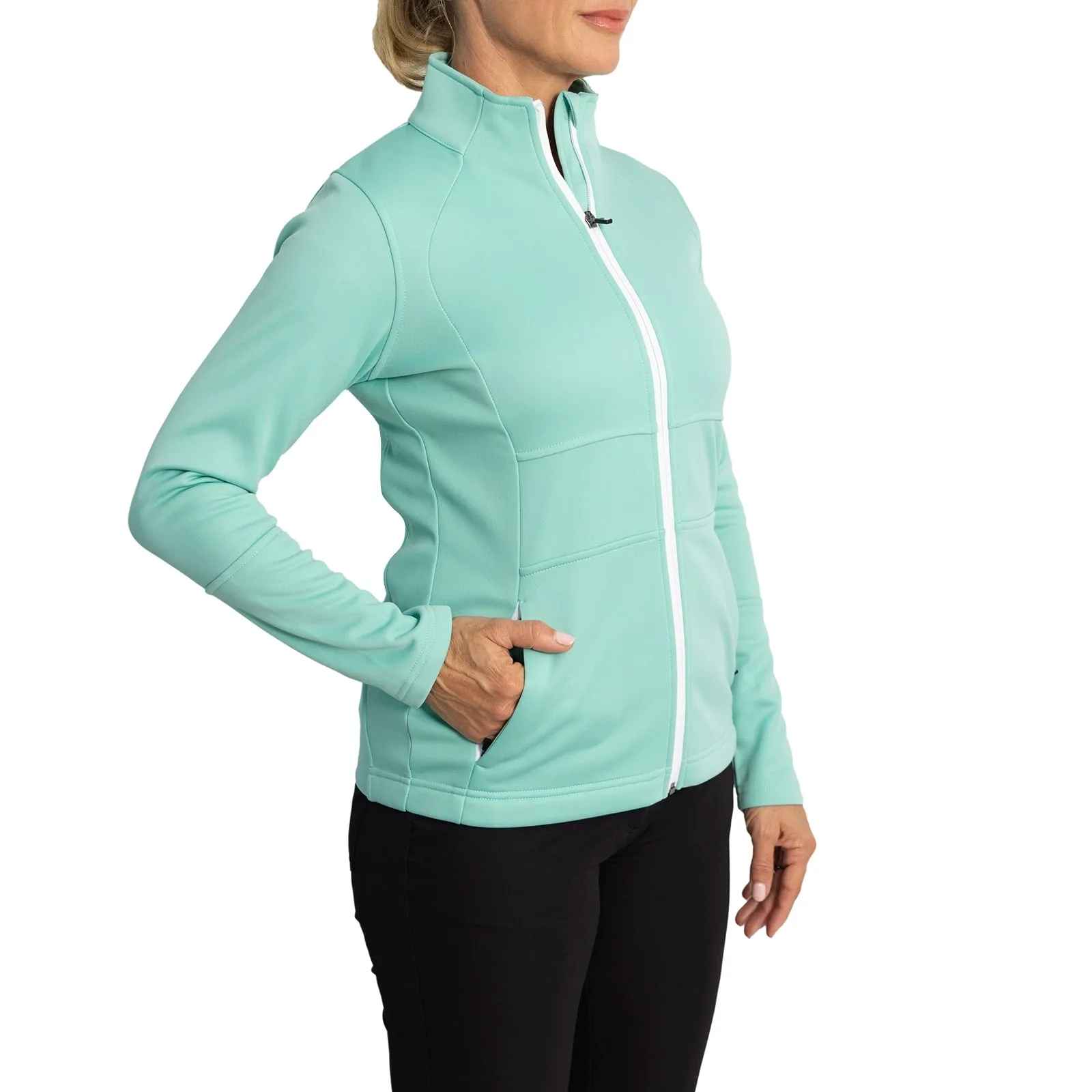 Dare to Lead Walk with Purpose Sunderland Women'S Nira Thermal Panelled Fleece Water Repellent Golf Jacket - Mint