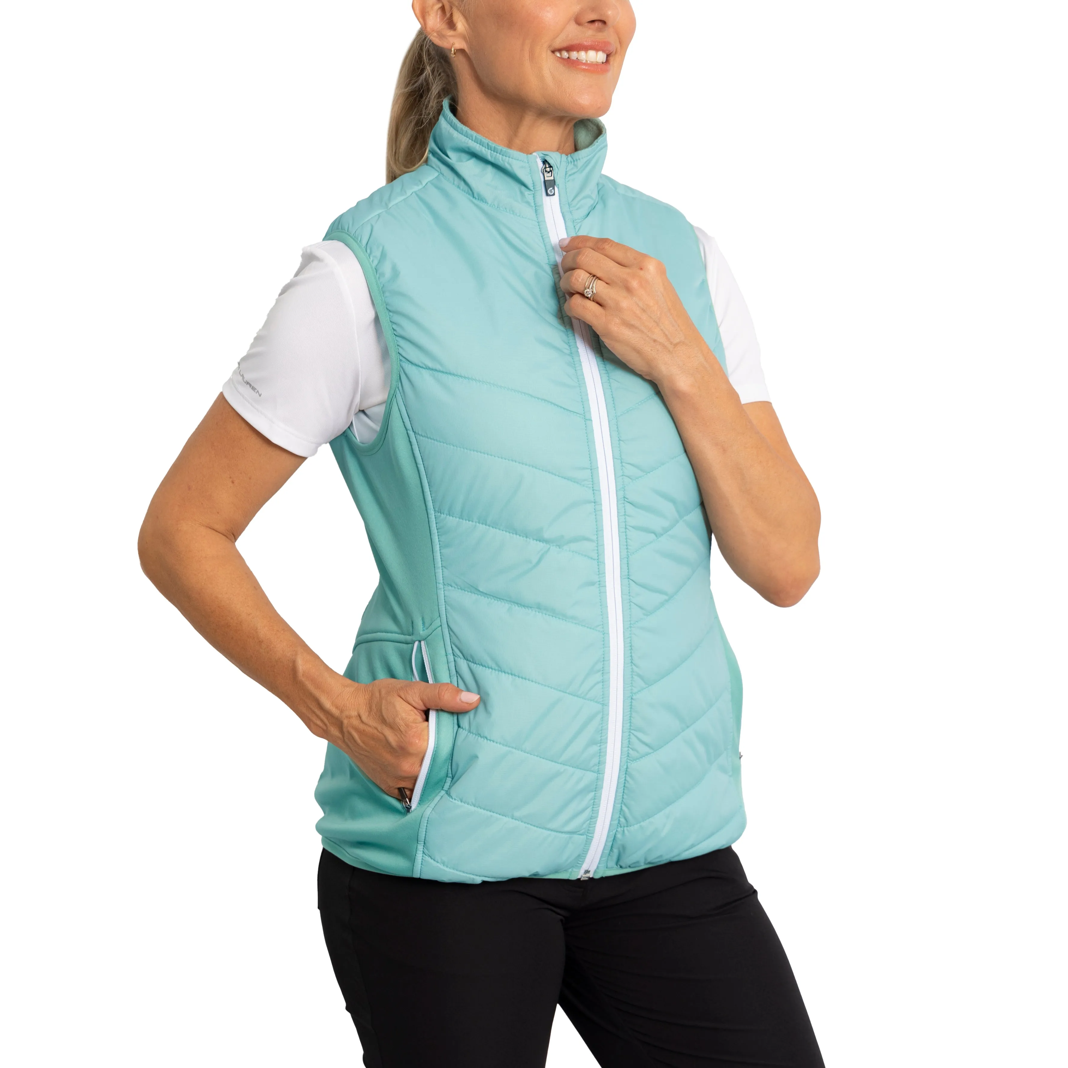 Sunderland Women'S Tania Padded Stretch Panel Performance Golf Gilet - Mint Unapologetically You
