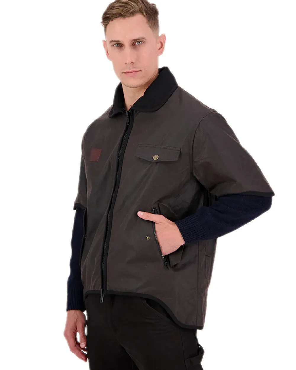 Swanndri Mens 3/4 Sleeve Oilskin Jacket Waxed Outdoor Jackets