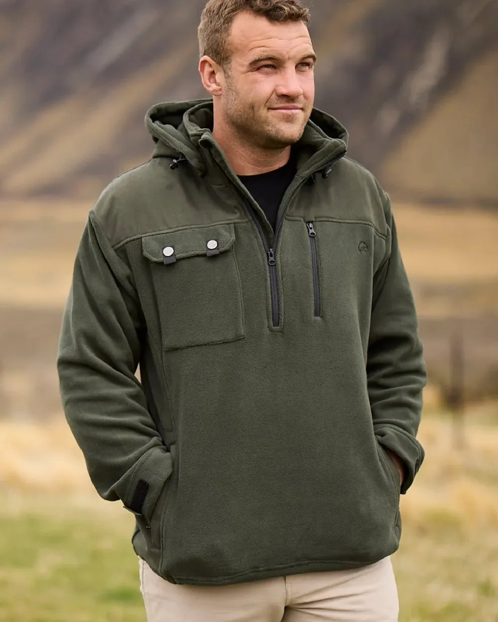 Swanndri Mens High Rock Technical Fleece Hoodie Walking Fleece Jackets