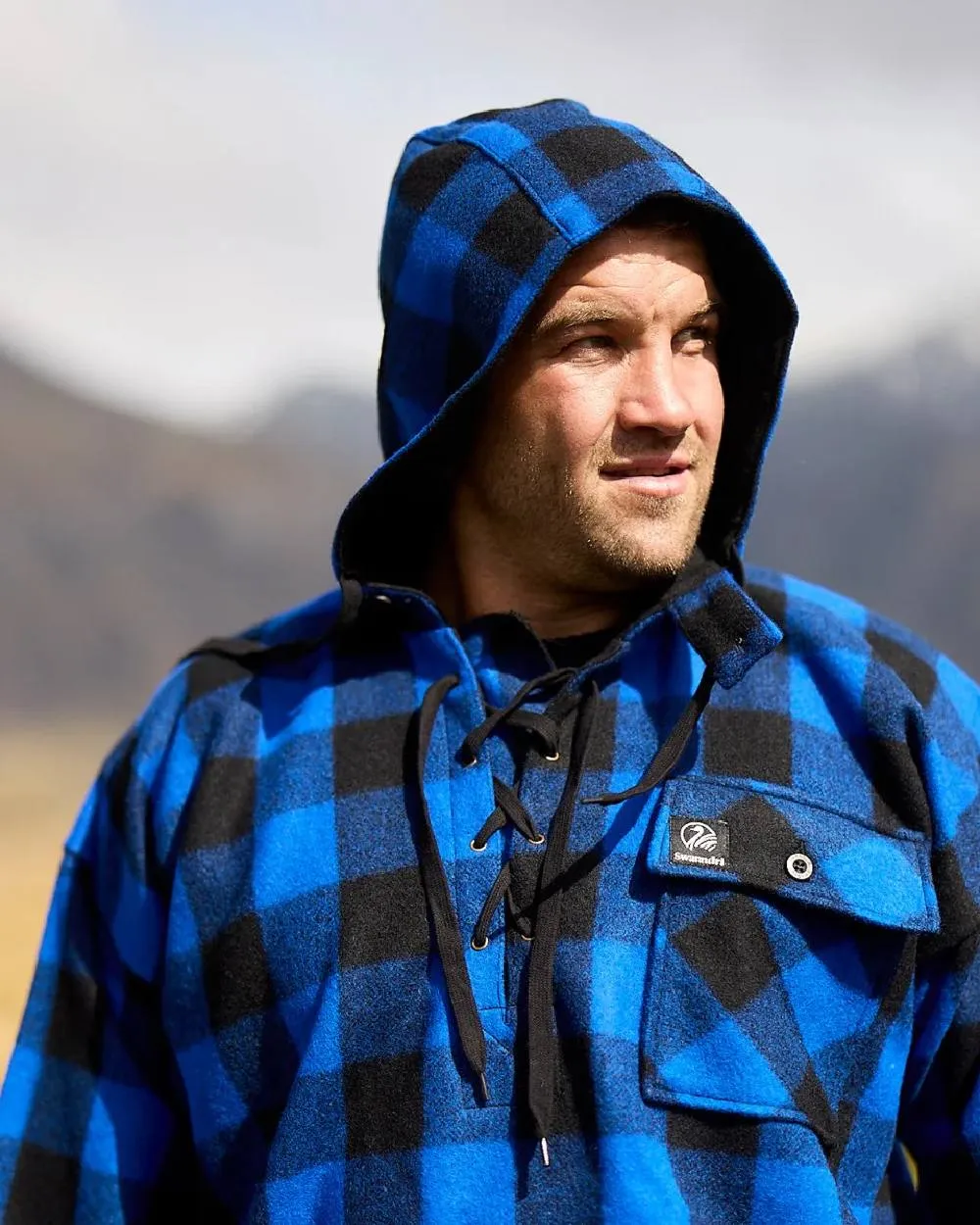 Swanndri Mens Original Wool Bushshirt With Lace Up Front Hunting Smock Jackets