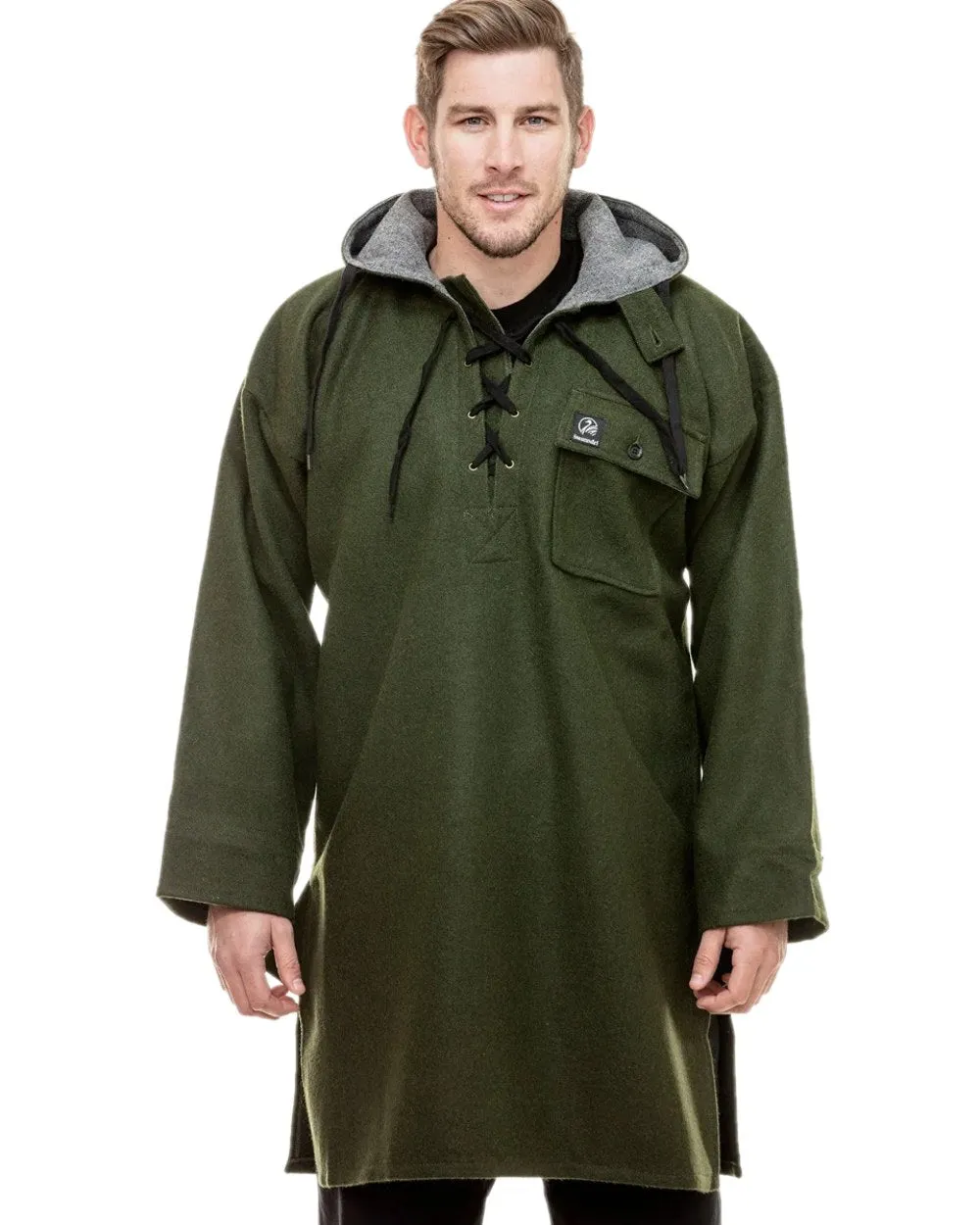 Swanndri Mens Original Wool Bushshirt With Lace Up Front Waterproof Pullover Smocks