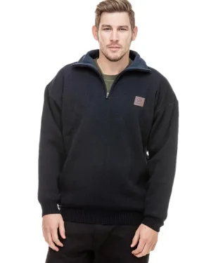 Swanndri Mens Rhino Stormshield Wool Jersey With Windproof Lining Zip Neck Wool Pullovers