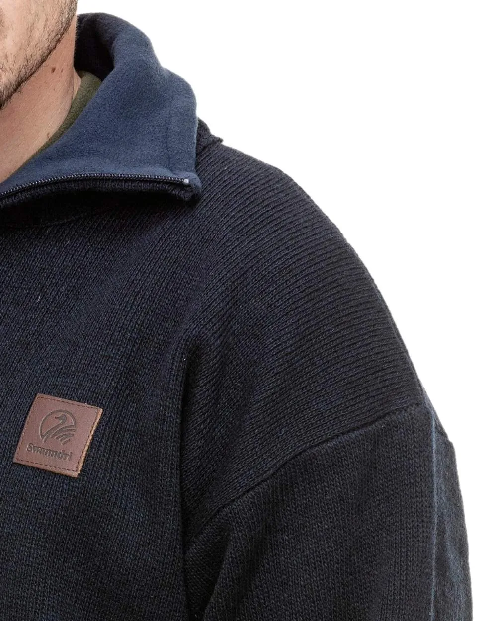 Swanndri Mens Rhino Stormshield Wool Jersey With Windproof Lining Zip Neck Sweaters Men