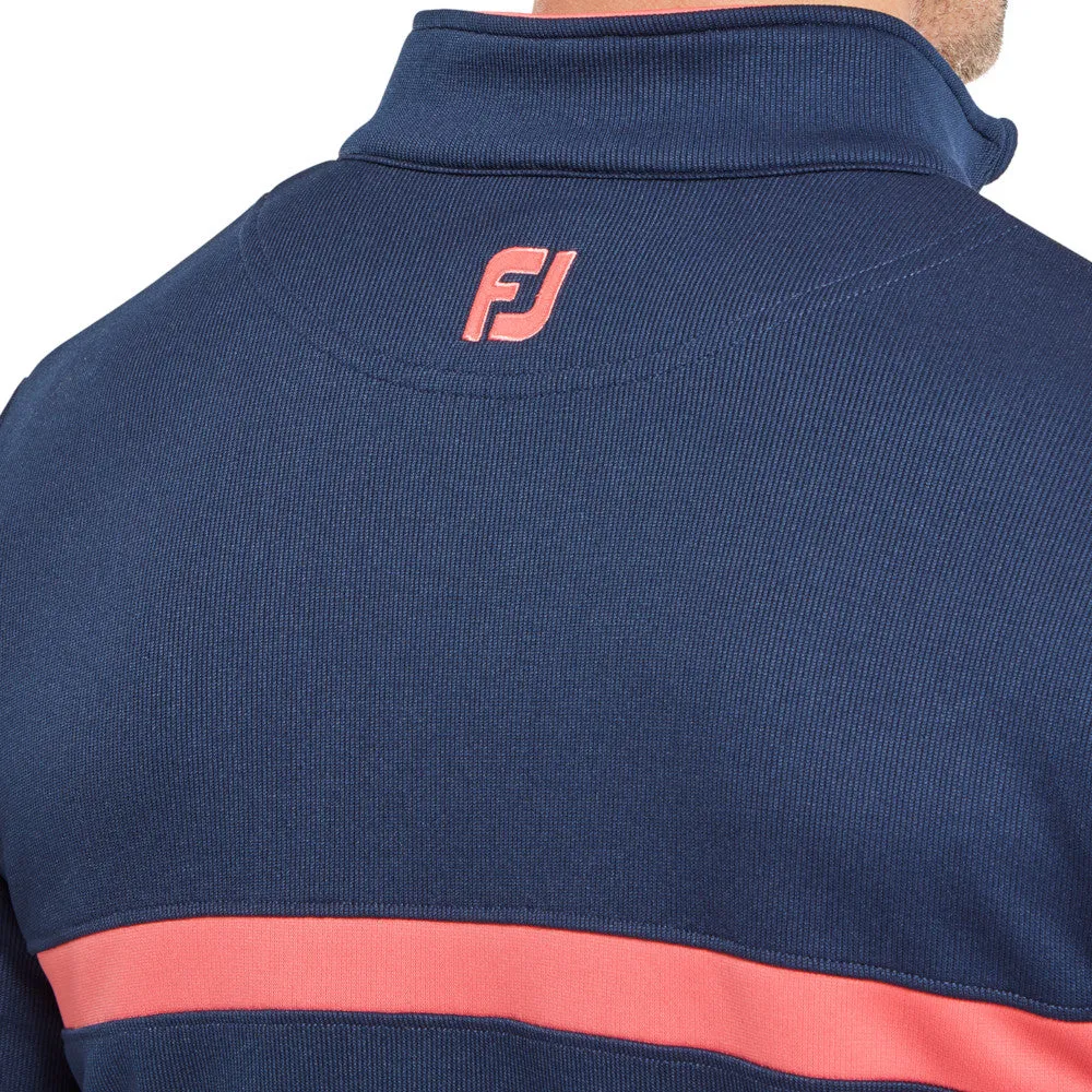 Footjoy Inset Stripe Chillout Pullover - Navy/Coral Red Special Offer Black Friday Sale