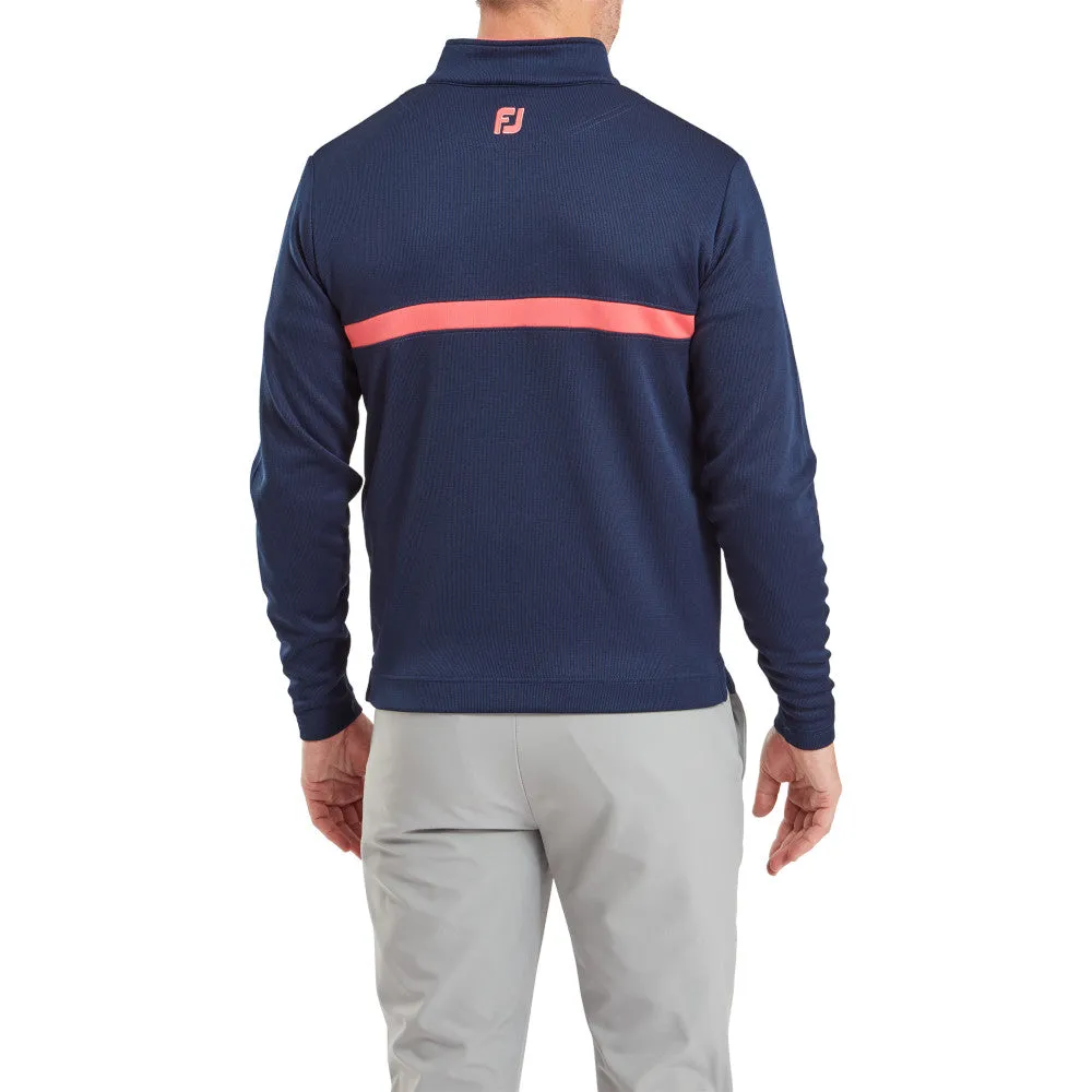 Footjoy Inset Stripe Chillout Pullover - Navy/Coral Red Winter Sale Memorial Day Sale