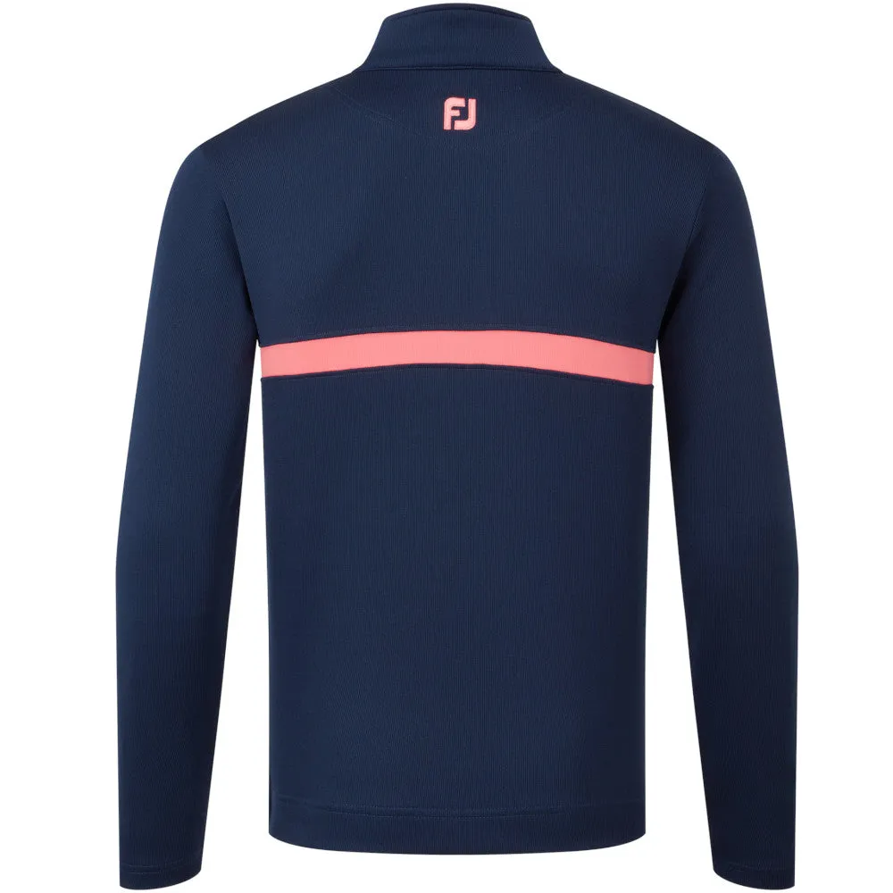 Footjoy Inset Stripe Chillout Pullover - Navy/Coral Red Make a Statement Move Beyond Ordinary